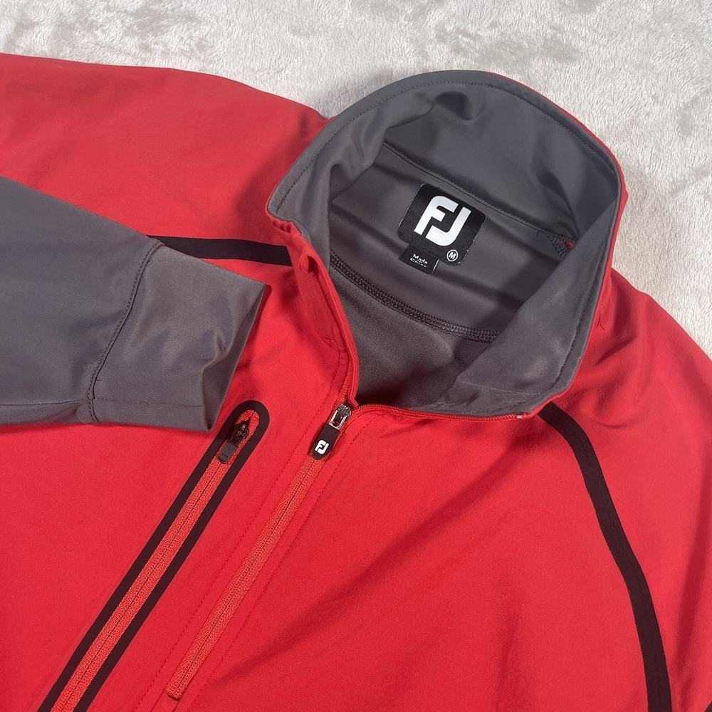 FootJoy WindTech Golf Pullover Long Sleeve 1/4 Zip Red/Charcoal‎ Shadow Glen
